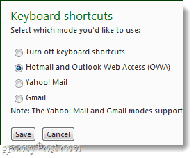 použite klávesové skratky hotmail alebo yahoo alebo gmail