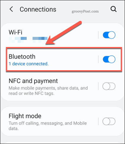 Ponuka nastavení systému Android Bluetooth
