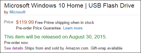 Predobjednite si Windows 10 Retail USB Flash Drive od Amazonu