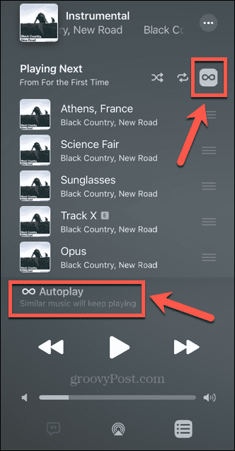ikona automatického prehrávania hudby apple zapnutá