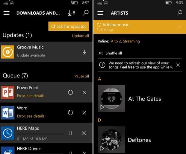 Aktualizácia hudby v systéme Windows 10 Mobile