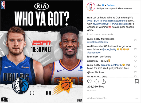 NBA sa spojila so sponzorom Kia Motors, aby na začiatku sezóny rozdávala vstupenky na hru na Instagrame.