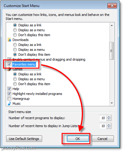 Obľúbené položky v ponuke Štart v systéme Windows 7