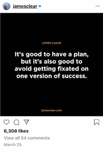 príklad obchodného príspevku Instagram s citátom
