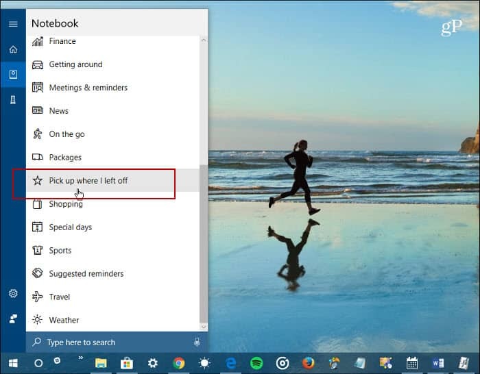 Cortana Notebook Zoberte, kde som skončil