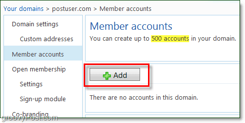 pridajte členské e-maily do e-mailu so živou doménou systému Windows
