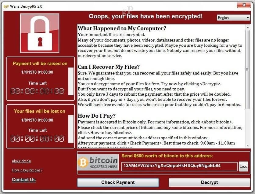 Spoločnosť Microsoft vydáva núdzovú aktualizáciu zabezpečenia pre Wanacrypt Ransomware