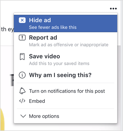 Skryť reklamu na Facebooku.