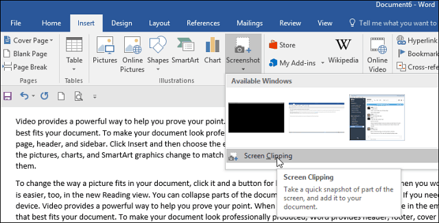 Ako urobiť snímku obrazovky v kancelárii a vložiť ju do dokumentu