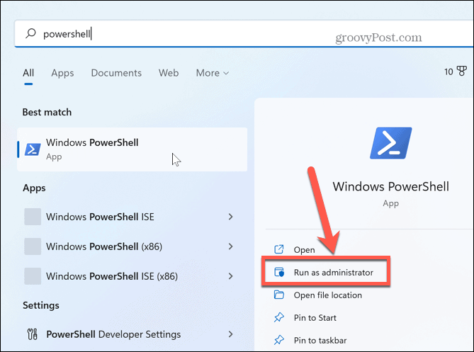 Windows 11 spustite powershell ako správca