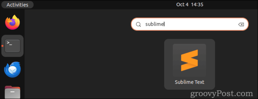 Spustite aplikáciu Sublime z vyhľadávania aktivít