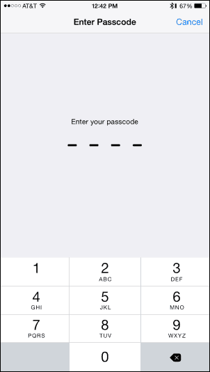 Zadajte prístupový kód - pridanie odtlačku prsta k dotykovému ID