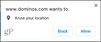Webové stránky Chrome požadujúce umiestnenie