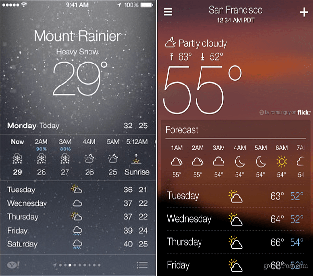 Aplikácie pre počasie Yahoo a iOS 7