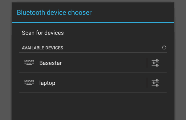 Výber zariadenia Bluetooth s Androidom
