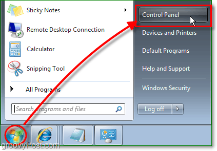 kliknite na ponuku Štart systému Windows 7 a potom kliknutím na ovládací panel spustite odstraňovanie IE