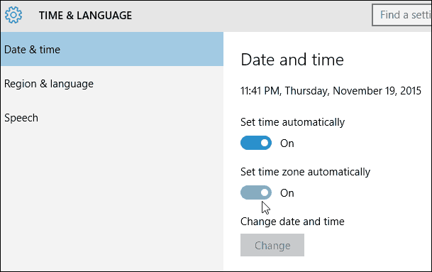 Automatické nastavenie časového pásma Windows 10