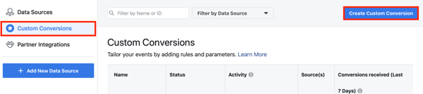 Pomocou nástroja na nastavenie udalostí na Facebooku, krok 10, možnosť ponuky, nastavte vlastné konverzie pre svoj pixel na Facebooku 