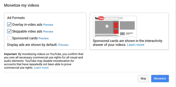 vyberte typy reklám na youtube