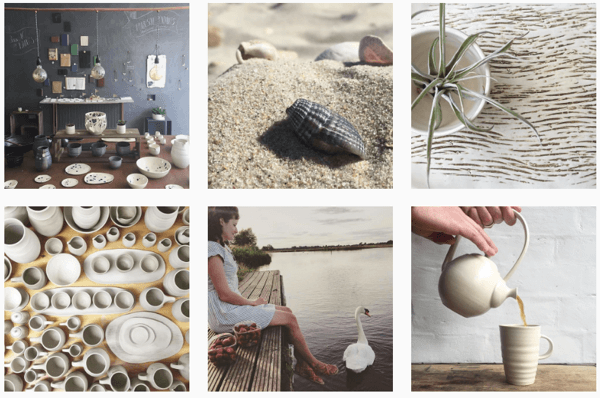 Illyria Pottery používa jeden filter na vytvorenie súdržného informačného kanála Instagram.
