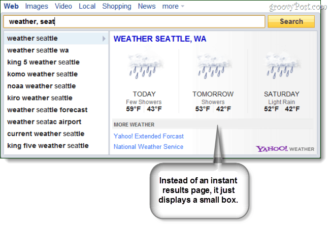 Yahoo Search Direct pre počasie