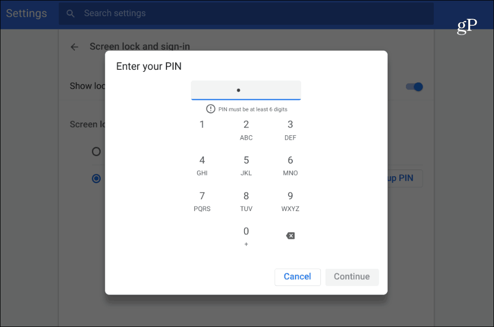 Zadajte Chromebook s kódom PIN