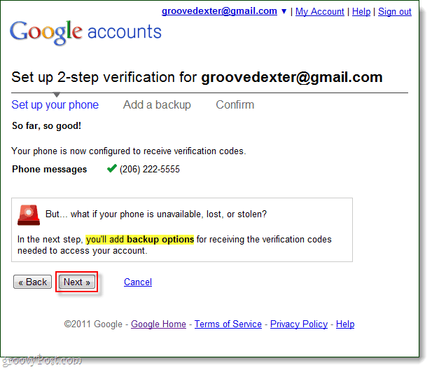 pridať možnosti zálohovania verifikácie v dvoch krokoch google