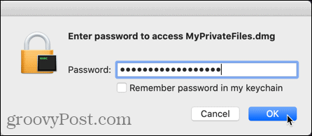 Zadajte heslo na otvorenie súboru s obrazom disku