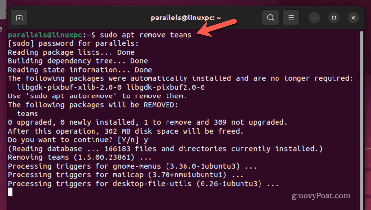 Odstráňte Microsoft Teams na Ubuntu pomocou terminálu