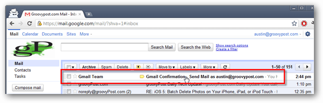 gmail doručená pošta - overovací e - mail