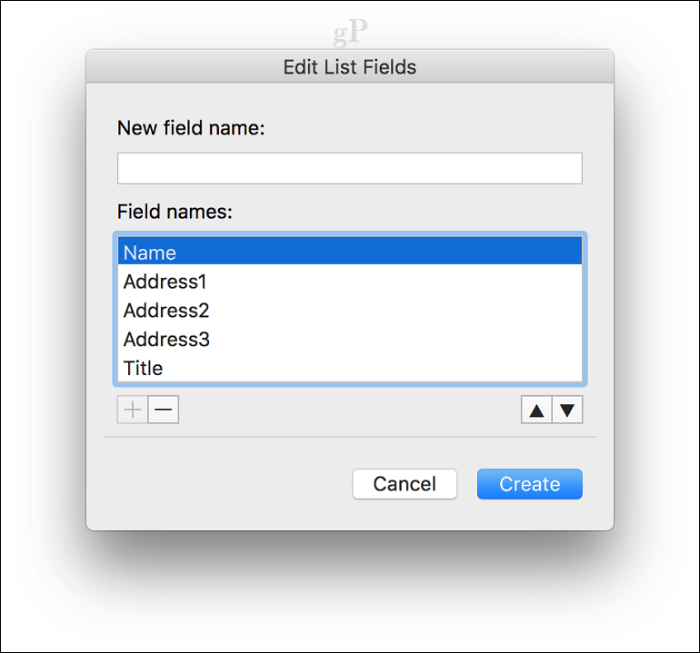 microsoft slovo pre zlúčenie mac pošty - názvy polí