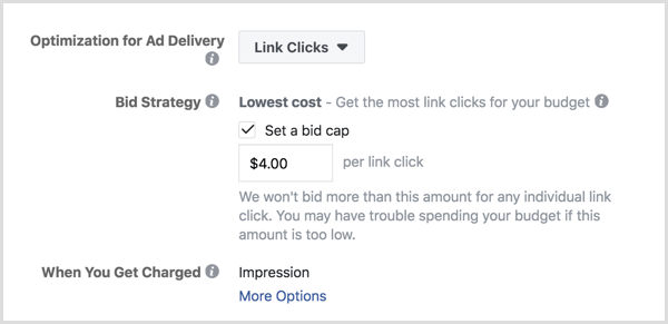 Nastaviť strop ponuky pre reklamu na Facebooku.