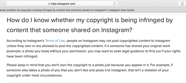 Centrum pomoci Instagramu uvádza niektoré pokyny týkajúce sa autorských práv.