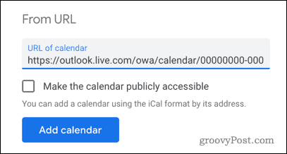 Pridanie kalendára programu Outlook do služby Kalendár Google podľa adresy URL