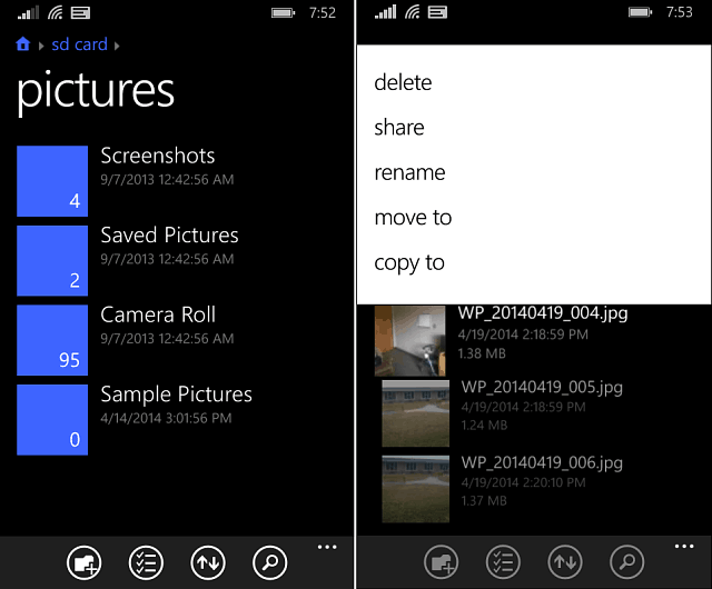 Aplikácia Súbory Windows Phone 8-1