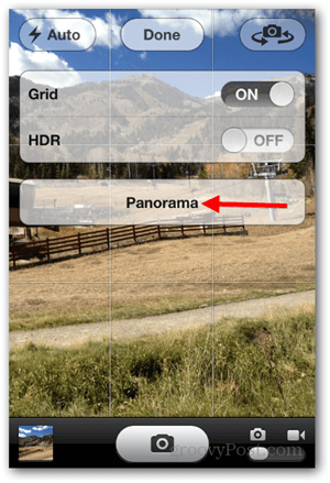 Vytvorte panoramatickú fotografiu pre iPhone iOS - Klepnite na Panoráma