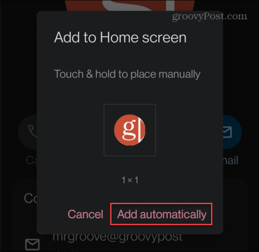 automaticky pridať kontakt na domovskú obrazovku systému Android