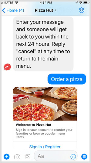 Pizza Hut automatizuje objednávanie pizze prostredníctvom robota Messenger.
