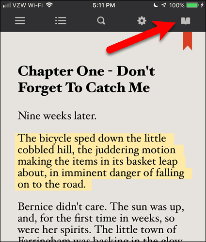 Klepnite na ikonu otvorenej knihy v eKnihe v BookFusion pre iOS