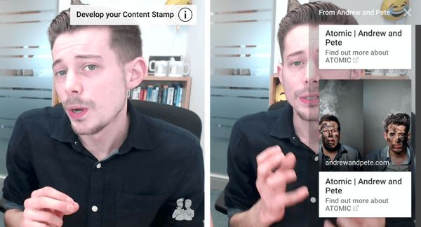 Ak diváci kliknú na ukážku karty v pravej hornej časti videa (vľavo), na obrazovke sa zobrazí karta YouTube (vpravo).