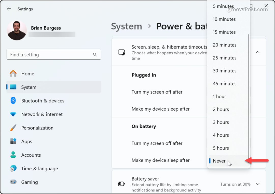 Zastavte režim spánku počítača so systémom Windows 11