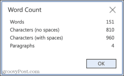 Počet slov v programe Microsoft Word pre web