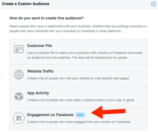 Nastavte si vlastné publikum na Facebooku na základe zapojenia.