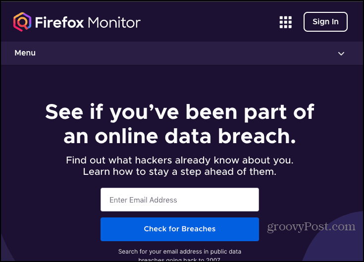 Zaslali ste e-mail alebo heslo? Firefox Monitor je zapnutý