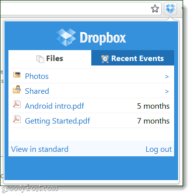 prehliadač súborov rozšírenia Dropbox