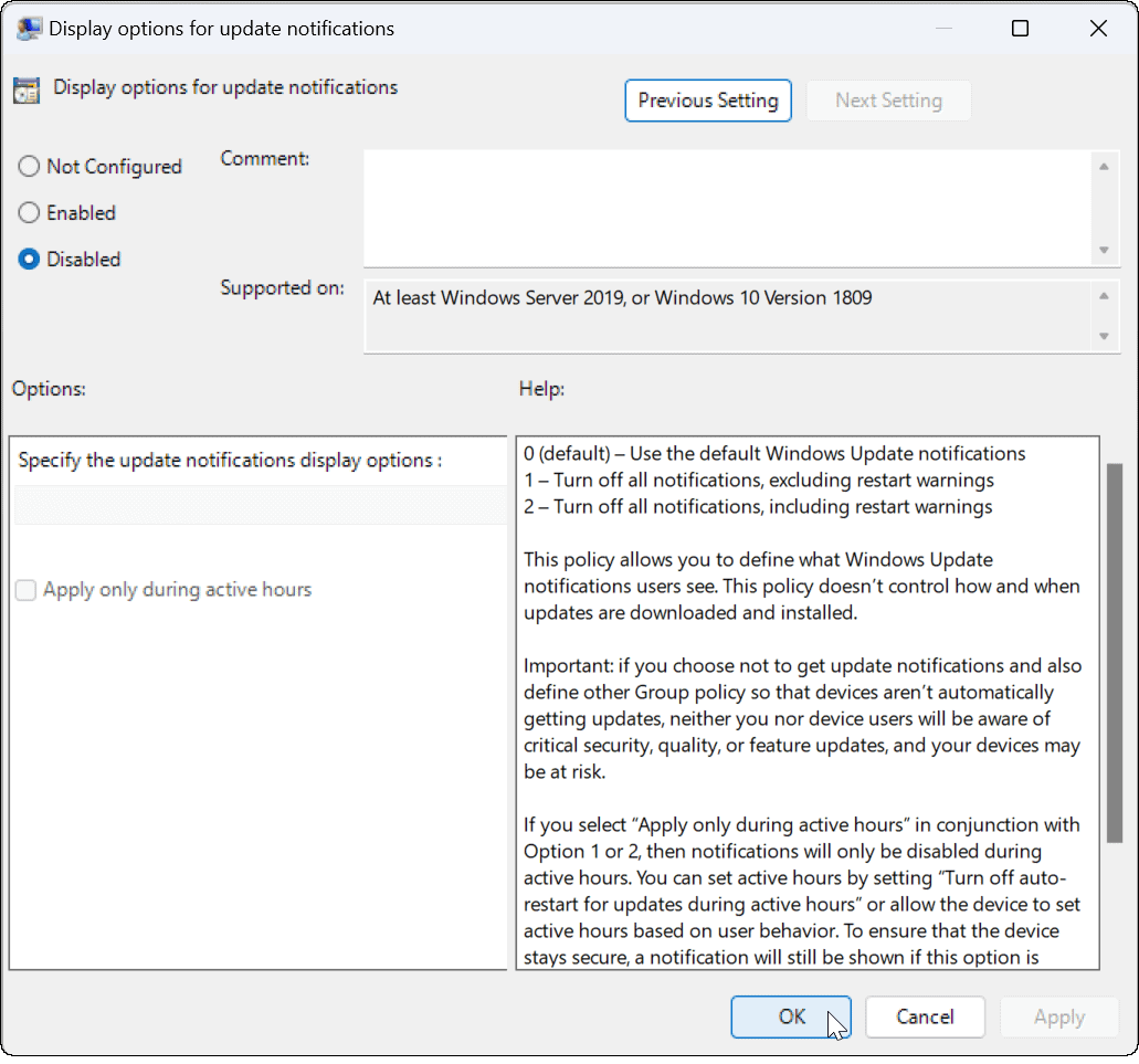 Zakážte upozornenia na aktualizácie v systéme Windows 11