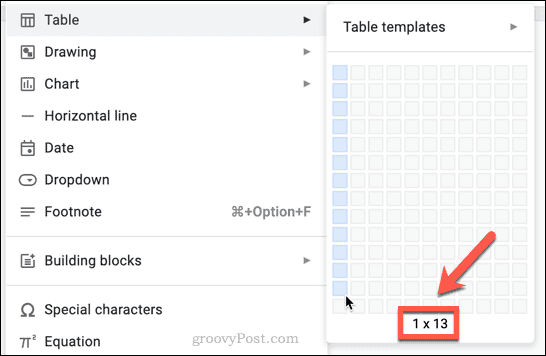 veľkosť tabuľky v dokumentoch google