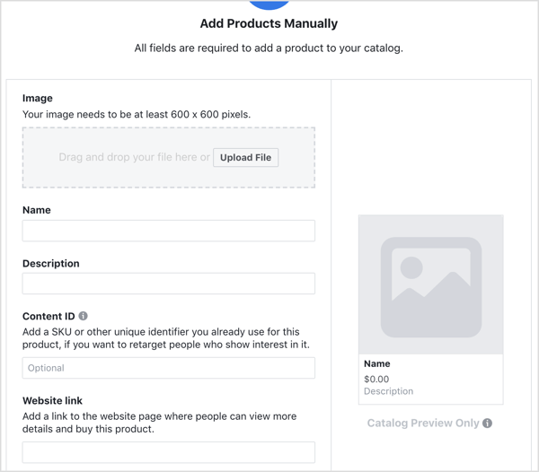 Zadajte podrobnosti a pridajte produkt do svojho katalógu na Facebooku.