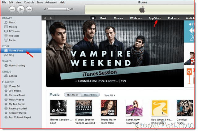 iTunes - Kliknutím na iTunes Store vytvoríte účet