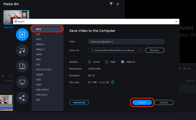 exportujte videosúbor do aplikácie Movavi Video Editor Plus